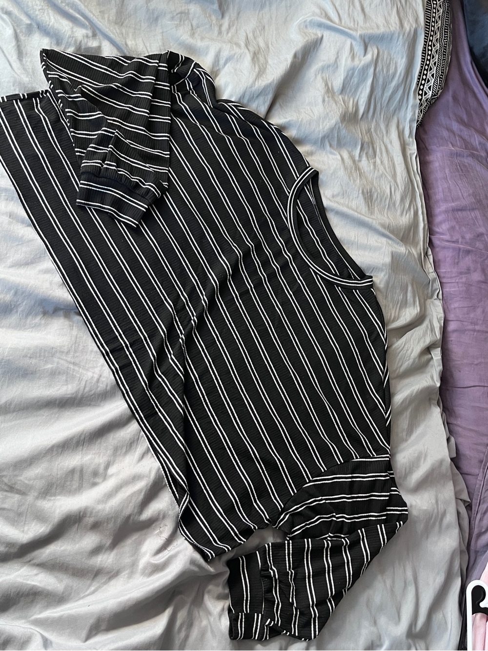 SHEIN Black with White Stripes Oversized long sleeve crop top